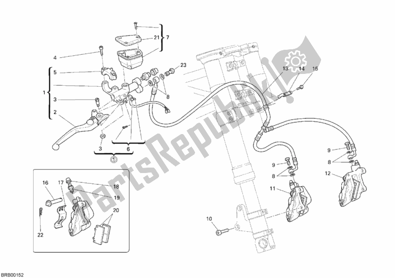 Tutte le parti per il Sistema Frenante Anteriore del Ducati Sport ST3 USA 1000 2007